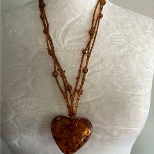 Amber Heart‎ Multi-Strand Necklace